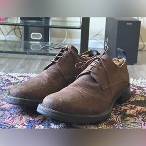 MIU MIU PRADA Cap-toe Dirty Brown Suede Men’s Shoes Size UK 6E US 7